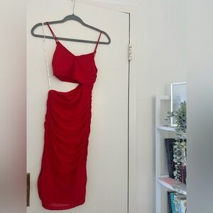 Lulu's Vibrant Red Asymmetrical Dress